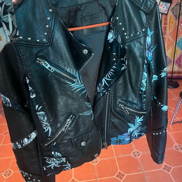 Blanknyc painted Floral Leather Jacket Sm - Picture 6 of 13
